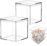 [Wanfoou] 2 Pack Clear Acrylic Plastic Square Cube Small Acrylic Box with Lid Storage Mini Acrylic Boxes Square Display Box Organizer Containers for Candy Jewelry Display(10x10x10 cm)