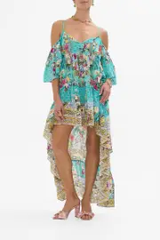 COLD SHOULDER HIGH LOW DRESS GARDENS OF QUELUZ