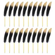 20pcs Feather Ballpoint Pens 0.5mm Ink Quill Writing Pens Black