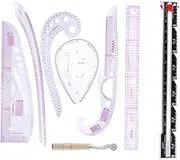 Prettyia 8Pcs/Set French Metric Ruler Plastic Sewing Tools Curve Measure Ruler Set Sewing Guage for Pattern Making Dressmaking Supplies