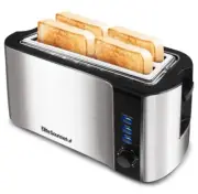 Platinum Stainless Steel 4 Slice Long Slot Toaster Elite Gourmet Free Shipping