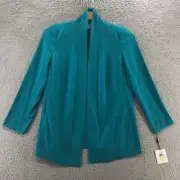 Calvin Klein Open Front Blazer Jacket Womens M Blue Shawl Collar Long Sleeve NEW