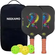 NEEKAMO Pickleball Paddles, USAPA Approved T700 Carbon Fiber Pickleball Set of 2, 16MM PP Honeycomb Core Pickle Ball Rackets, Lightweight Graphite Pickleball 2 Pack with 4 Balls, 1 Pickleball Bag