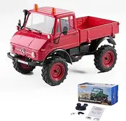 FMS 1/24 RC Crawler, FCX24 Mercedes-Benz Unimog 421 4X4 RC Rock Crawler, 2.4Ghz Hobby Grade RC Car Model Off Road Vehicle RTR for Adults with 7.4V 380mAh Battery, Red
