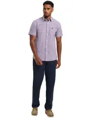 [Raging Bull] Graph Check Cotton Short Sleeve Shirt in Navy