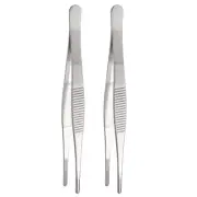 2pcs Stainless Steel Tweezers 5.5" Long Handle Straight Tips Tweezers, Silver