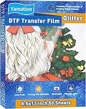 DTF Glitter Transfer Film: 8.5x11 Inch 50 Sheets PET Paper Glossy Clear Cold Peel Direct to Film Transfer Film for Tshirt