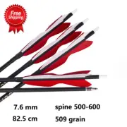 6Pcs 32.5" Sp500-600 Carbon Arrow Goose Feather for Recurve/Compound Bow Archery