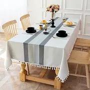 DUUKOA Tablecloth Rectangle Table Cover Linen Tablecloth Wrinkle-Free Dust-Proof 55x102 inch Gray (140x260 cm)