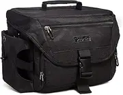 Scorlia Insulated Lunch Bag for Men/Women, Leakproof Lunch Box for Office Work Picnic Hiking Beach, Reusable Cooler Tote Bag with Adjustable Shoulder Strap and Large Water Bottle Holder - Black