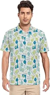 [ZZXXB] Dino Roar Men's Polo Shirts Short Sleeve Quick Dry Athletic Outdoor Sports Golf Shirts S-XXL