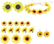 [Oxtxuzdm] Sun Flower Theme Headband Hair Clip Set For Women Comfortable Fabric Headdress With Bright Yellow Designs for Festival