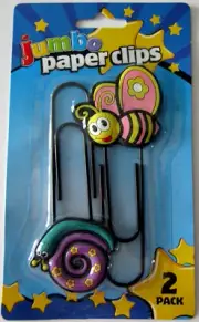 Large Jumbo Giant Big Paper Clips Bumble Bee and Snail Book Marks Lot 2 pack
