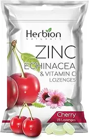 Herbion Naturals Zinc, Echinacea and Vitamin C Lozenges with Natural Cherry Flavor - 25 CT – Dietary Supplement – Supports Immune System – Promotes Overall Good Health for Adults and Children 5+…