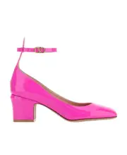 Valentino Tan-Go Logo Plaque Square Toe Pumps 36 pink
