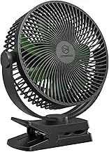 10000mAh Battery Operated Clip on Fan with 4 Speeds,8 Inch, Max 38 Hrs, Rechargeable Stroller Golf Cart Fans,Quiet, Include Hook for Camping,Strong Wind, Personal Desk Fan, USB Powered,Black