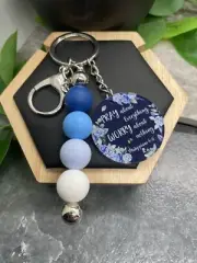 4" Silver-Tone Silicone Beaded Charm Scripture Keychain New Free Ship A4472