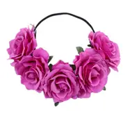2 Pcs Artificial Flower Garland Rose Love Shape Wreath Headband Silk Rose Wedding Car Decor Light purple