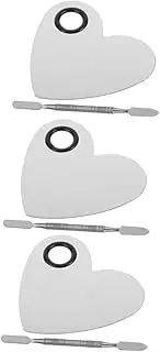 CALLARON 3sets Heart-shaped Nail Art Mixing Palette Set Stainless Steel Paint Trays with Color Pens for Nail Art for Home and Salon Use Female Makeup Assistance Tool