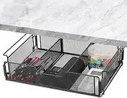 Under Desk Storage, Under Table Storage Shelf, Metal Divided Tray Basket for Pens Supplies Cabinet Organization Adults Kids