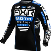 FXR Podium Gladiator 2024 Motocross Jersey, black-white-blue, Size L for Men Black White Blue