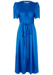 Stella Mccartney Blue Satin Midi Dress - 8 8