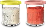 For Ninja Creami Deluxe NC500 NC501 Series Ice Cream Makers, BPA-Free & Dishwasher Safe, 24oz Pints with Lids 2 Pack, Replacement Creami Deluxe Pint Containers(Yellow&Pink)