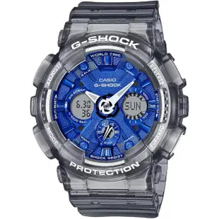 【CASIO 卡西歐】G-SHOCK 冰藍 半透明雙顯手錶(GMA-S120TB-8A)