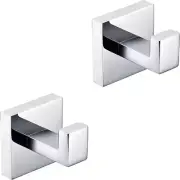 Wall-Mount J-Hook Robe/Towel Hook Square Robe Hook in Poilshed Chrome (2-Piece)