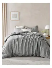[Natural Home] Classic Pinstripe Linen Quilt Cover Set with Pinstripe in Black/White