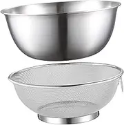 Stainless Steel Mesh Colander Strainer Set Rice Washing Bowl Kitchen Drain Baskets Easy to Use