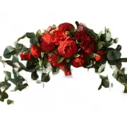 Wedding Arch Backdrop Flower Artificial Bouquet Garland Door Lintel Decor - Red