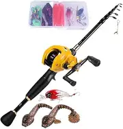 LLEIIshen Telescopic Casting Fishing Combo 1.8-2.4m Portable Carbon Fiber Rod and 7.2:1 Gear Ratio Fishing Reel Fishing Combo/1652