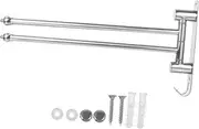 SHINEOFI Wall Mounted Swivel Towel Bar Towel Holder with Crown Ends Double Hooks for Items Easy Installation No Punching Required for Bathroom