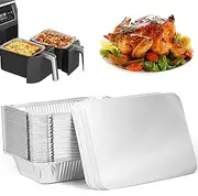 50Pcs Aluminum Foil Pans with Lids 100ml Aluminum Foil Baking Tray Non-Stick Aluminum Tins for Air Fryer Oven Baking Cooking 8.66×6.29×2in Rectangle Aluminum Foil Liners Aluminum Foil Containers
