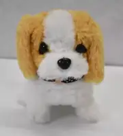 Simulated Electric Puppy Doll Squeaky Walk Tail Wagging Motorized 2 Tone Cream