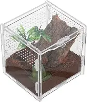 Abaodam Acrylic Micro Habitat Terrarium Enclosure Transparent Pet Box for Jumping Spiders Compact Design for Home Use Escape Small Reptile Breeding Box
