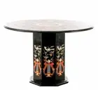 42" Marble Center Black Table Top Handmade Inlay With Marble Stand