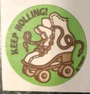 VTG 80s TREND Scratch & Sniff LEATHER Scent Stinky Sticker, KEEP ROLLING, Matte
