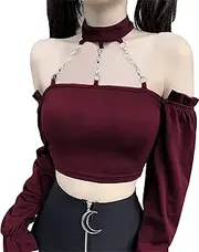 [DINGJIUYAN] Sexy Halter Neck Choker Punk Top Women Bandage Backless Buckle Cami Summer Tank Tops