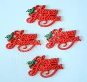 4 Seasons Greetings w Holly / Buttons Galore / Flat Back Red Holiday Wording