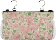 Amooorous Bedside Caddy Organizer Bed Organizer Hanging Pocket Bag for Home, College, Dorm, Bunk/Hospital Bed, Crib Bed Rails Peach Fresh and Lovely Floral