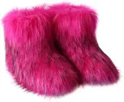 [Gegefur] Girls Boys Kids Faux Fur Boots Furry Fuzzy Fluffy Warm Winter Snow Boots Flat Shoes Outdoor