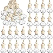 [BBTO] 50 Pcs Hanging Car Air Freshener Car Diffuser Bottles Empty Glass Perfume Bottle Freshener Diffuser Bottle Pendant for Essential Oil Fragrance Aromatherapy Bottle Ornament(Rhombus)