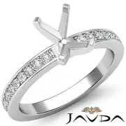 Emerald Semi Mount Pave Setting Diamond Women Wedding Ring 14k White Gold 0.5Ctw