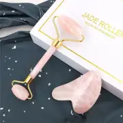 Natural Rose Quartz Jade Roller Body Face Lifting Beauty Massage Roller Tool 1pc