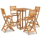 5-Piece Outdoor Bar Set Garden Patio Dining Stool Chairs Table Solid Acacia Wood