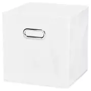 11"x11"x11" Foldable Storage Cube Bins Fabric Storage Organizer Bins White