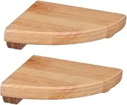 Levemolo 2pcs Natural Wood Wall Shelf Curved Corner Storage Rack for Bedroom Bathroom Wall Mounted Shelf