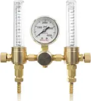 Brass Dual Argon Gas Flow Regulator with Pressure Gauge - Supports 2 Machines